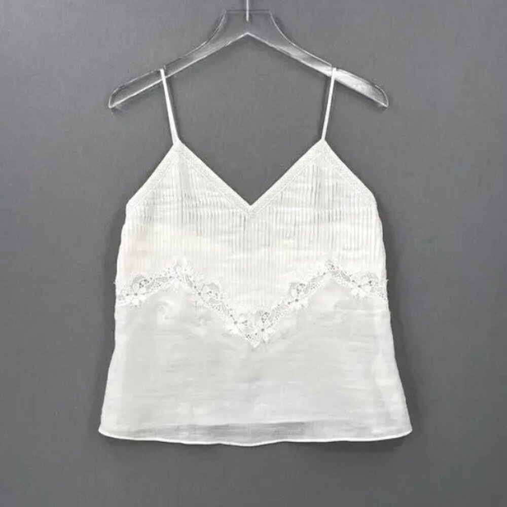 Zara Oyster White Ramie Lacy Camisole Size XL